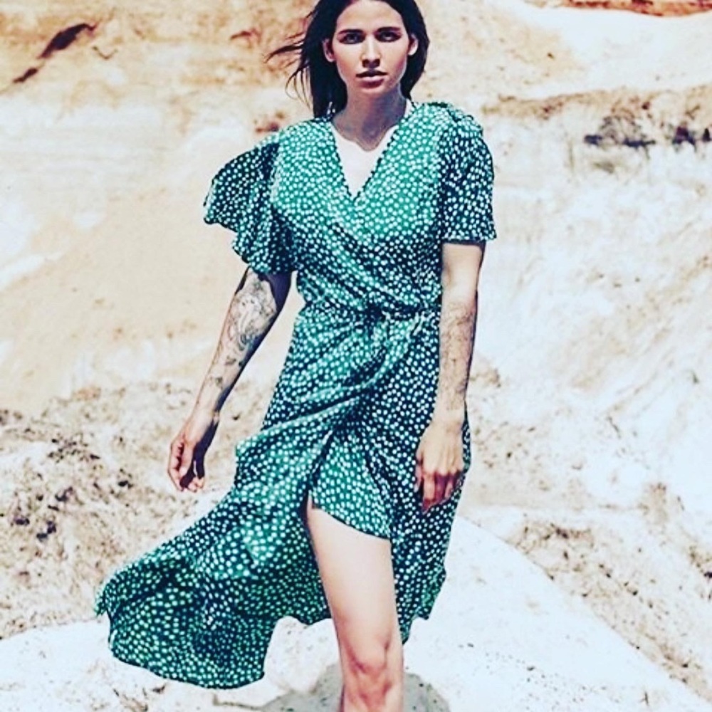 NWT Ditsy Floral Retro Kelly Green Floral Dress XL